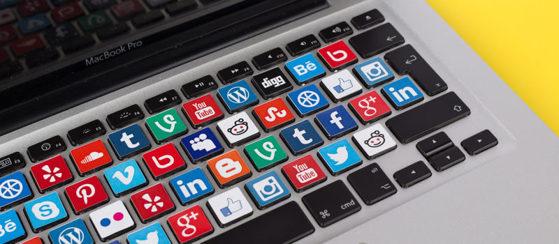 Sakarya, Turkey - October 1, 2014: Social Network Brands Logos Placed on Computer Keyboard
